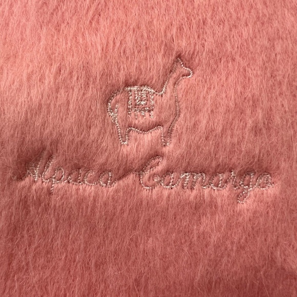 Alpaca Camargo Scarf Solid Peach Rectangle Fluffy Soft 9" x  75" Made Peru NEW - Picture 3 of 6